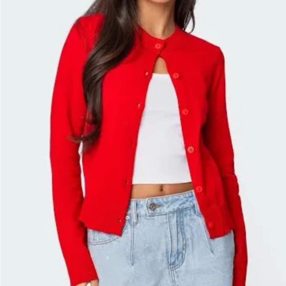 Red Women's Cardigan Sweater